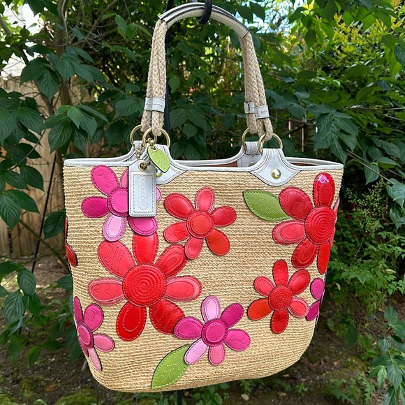 COACH BLEECKER TOOLED LEATHER FLORAL BAG TATTERSALL GREEN LEAF HANGTAG NWOT - Picture 1 of 17